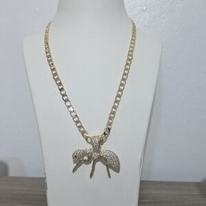 Gold Tone Pave Ant Pendant Necklace - Women Jewelry